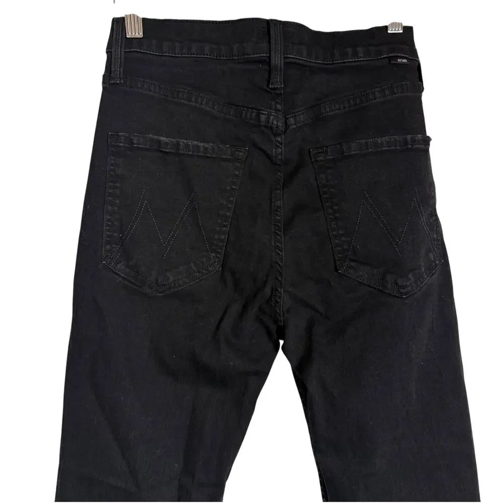 Mother High Waist Rider Ankle Kick Flare Jeans in Not Guilty Black Wash Size 26 - Picture 6 of 10